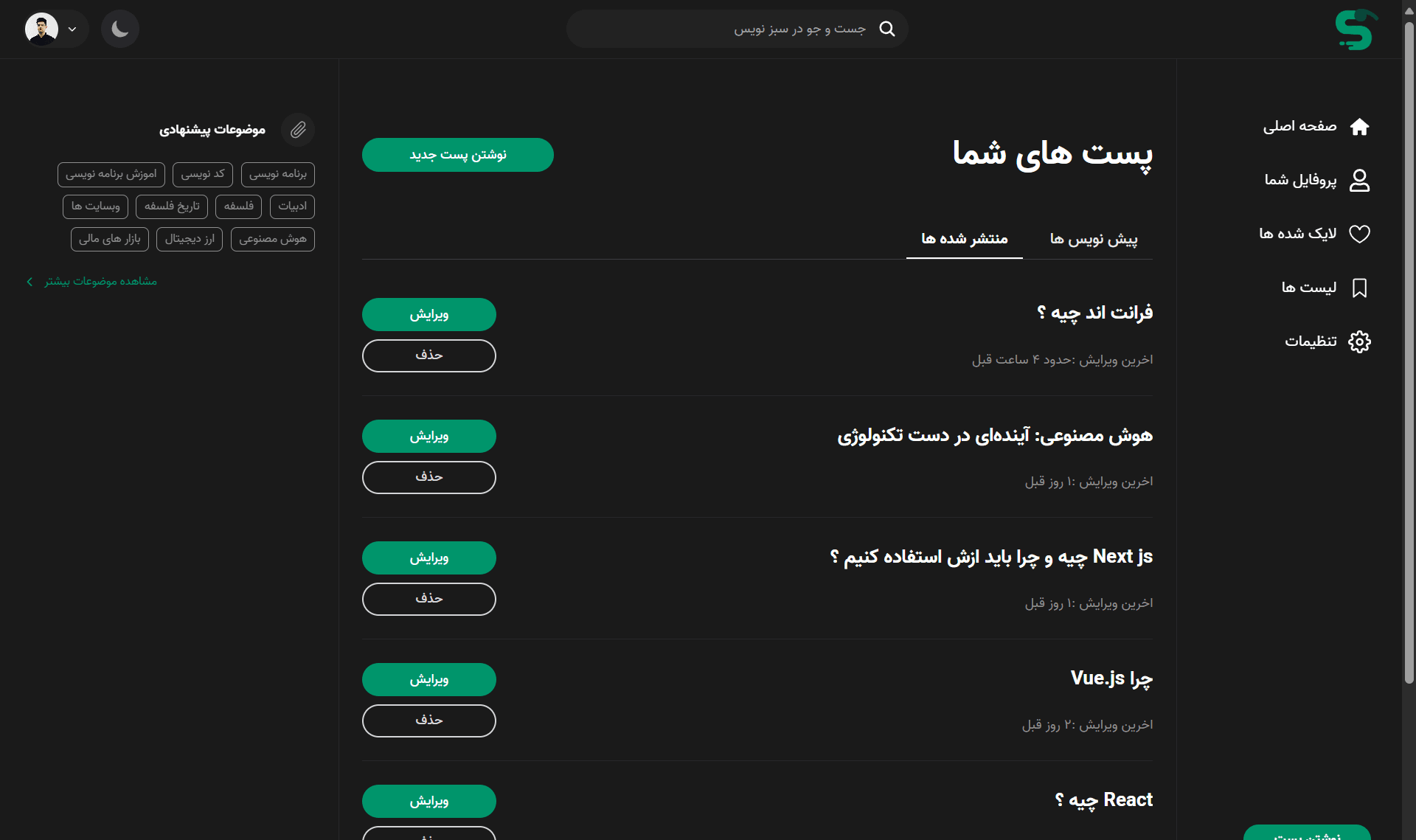 Sabznevis Website screenshot 9